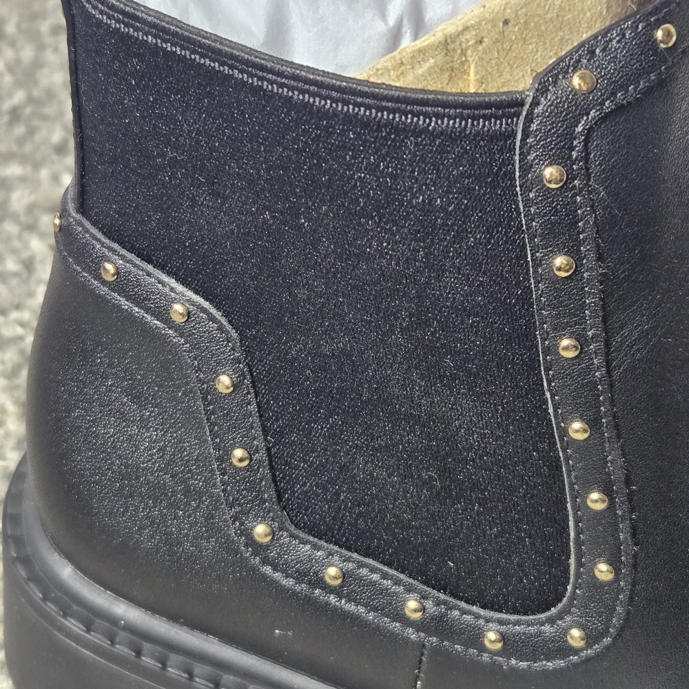 NWB Coach Lory Leather Boot Bootie Black w/ Gold Stud Logo Detail Women sz 6.5B - Picture 7 of 16